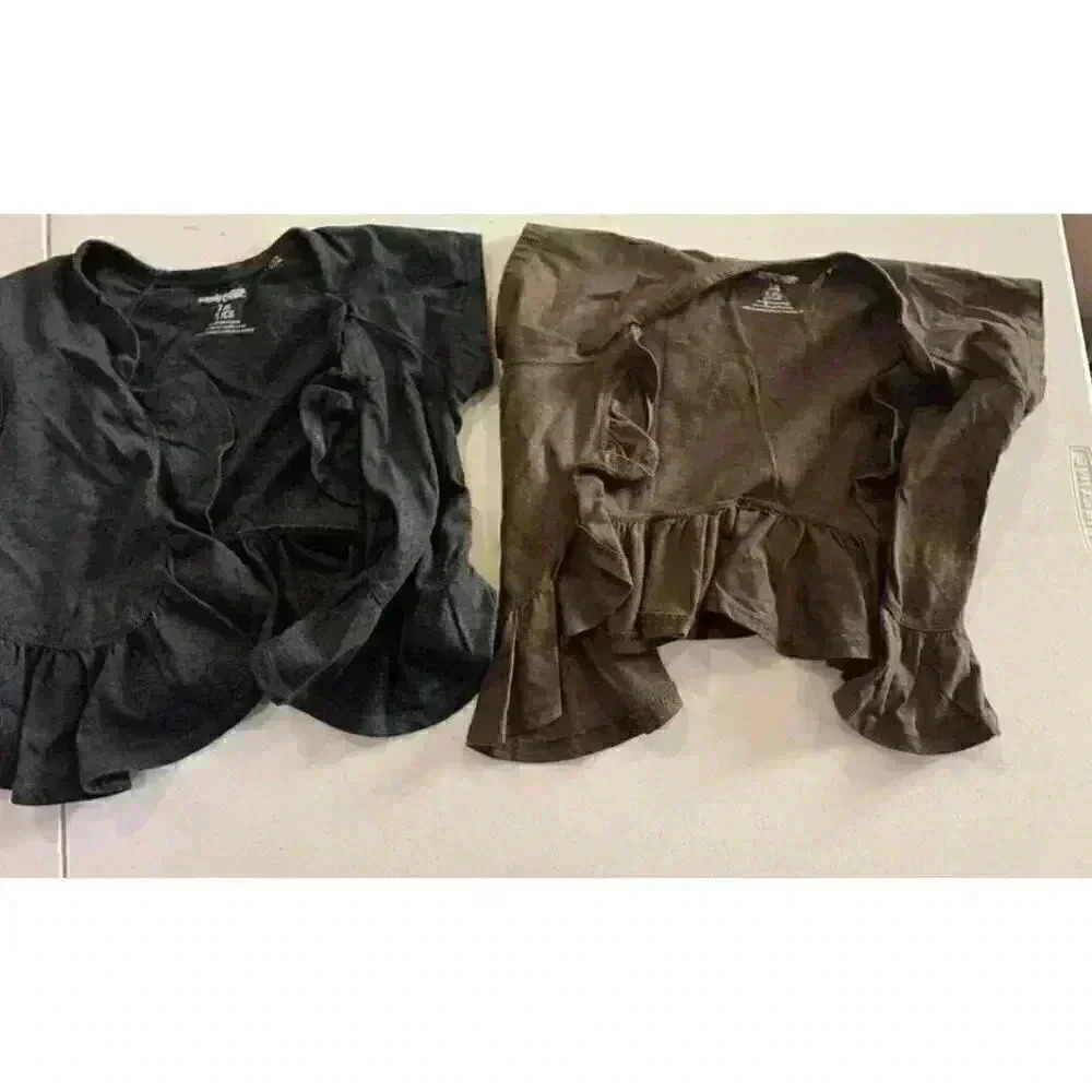 Youth Girl bundle of two cover up open tops‎ w ruffles size 7-8 brown and black